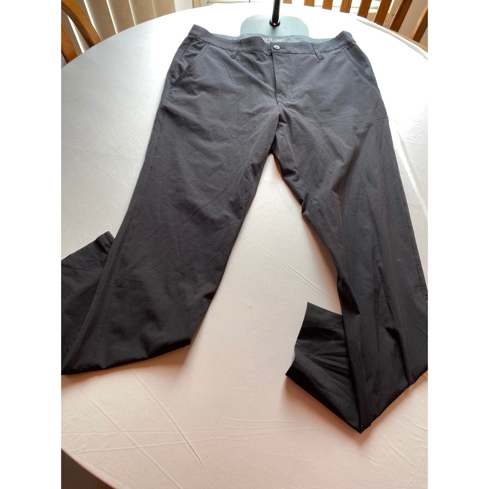 Matte Grey Mens Performance Golf Pants Black Size 34 Stretch Flat Front Chino